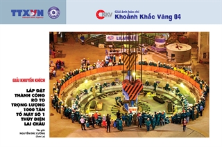 Lắp đặt thành công rô to trọng lượng 1000 tấn tổ máy số 1 thủy điện Lai Châu